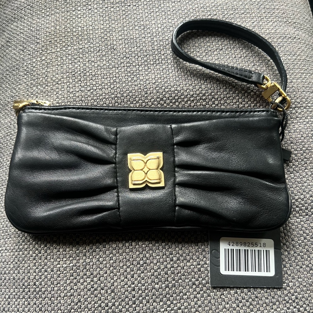 BCBGMaxAzria Black Mini Clutch with Gold Detail